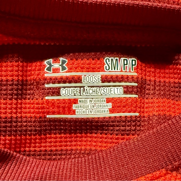 Under Armour Woman’s Burgundy and Red Striped Long Sleeve Tee - Picture 2 of 7